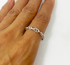Figure 8 Link Chain Ring 925 Sterling Silver, Handmade Unisex Link Chain Ring    - £18.48 GBP