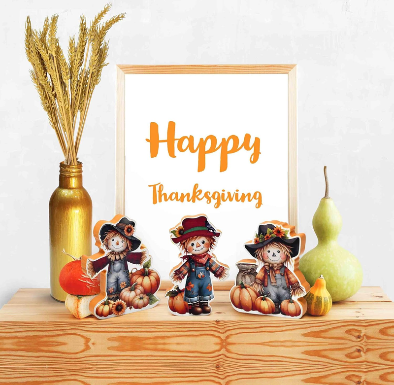 Thanksgiving Scarecrow Wooden Decor Set of 3 Fall Tiered Tray Autumn Table Cente Item image 7