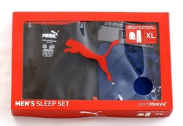 Puma Blue &amp; Black Long Sleeve Thermal &amp; Knit Pant Sleepwear Set Men&#39;s Ne... - £39.31 GBP