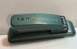 Vintage Metal Stapler Swingline CUB Blue Green Office Desktop Small MCM 5 in - £8.51 GBP
