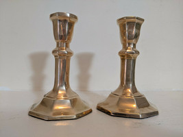 Solid Brass Pair RIH Candlesticks Candle Holders Vintage Marked HEAVY 5&quot; Vintage - £19.65 GBP