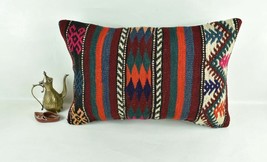 Kilim Pillow Cover 16x24 Tribal Vintage Turkish Carpet Lumbar Pillow Cover 3093 - $22.98