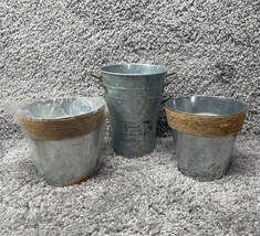 Home Is Where My Garden Is Galvanized Metal Buckets Lot Of 3 New - £22.71 GBP