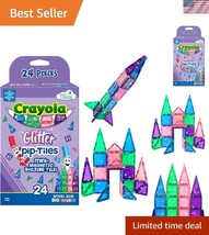 Imaginative Play with Crayola Glitter Magnetic Tiles - 24-Piece Construc... - $37.50