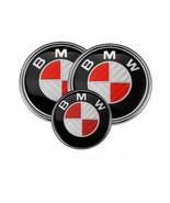 3Pcs Red White BMW Emblems Hood &amp; Trunk 82mm+74mm+45mm Badge E30 E36 E46 - €26,04 EUR