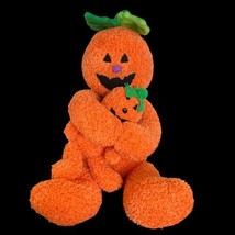 VTG Kellytoy Plush Halloween Jack-O-Lantern Pumpkin Baby Orange Stuffed Animal - £18.68 GBP