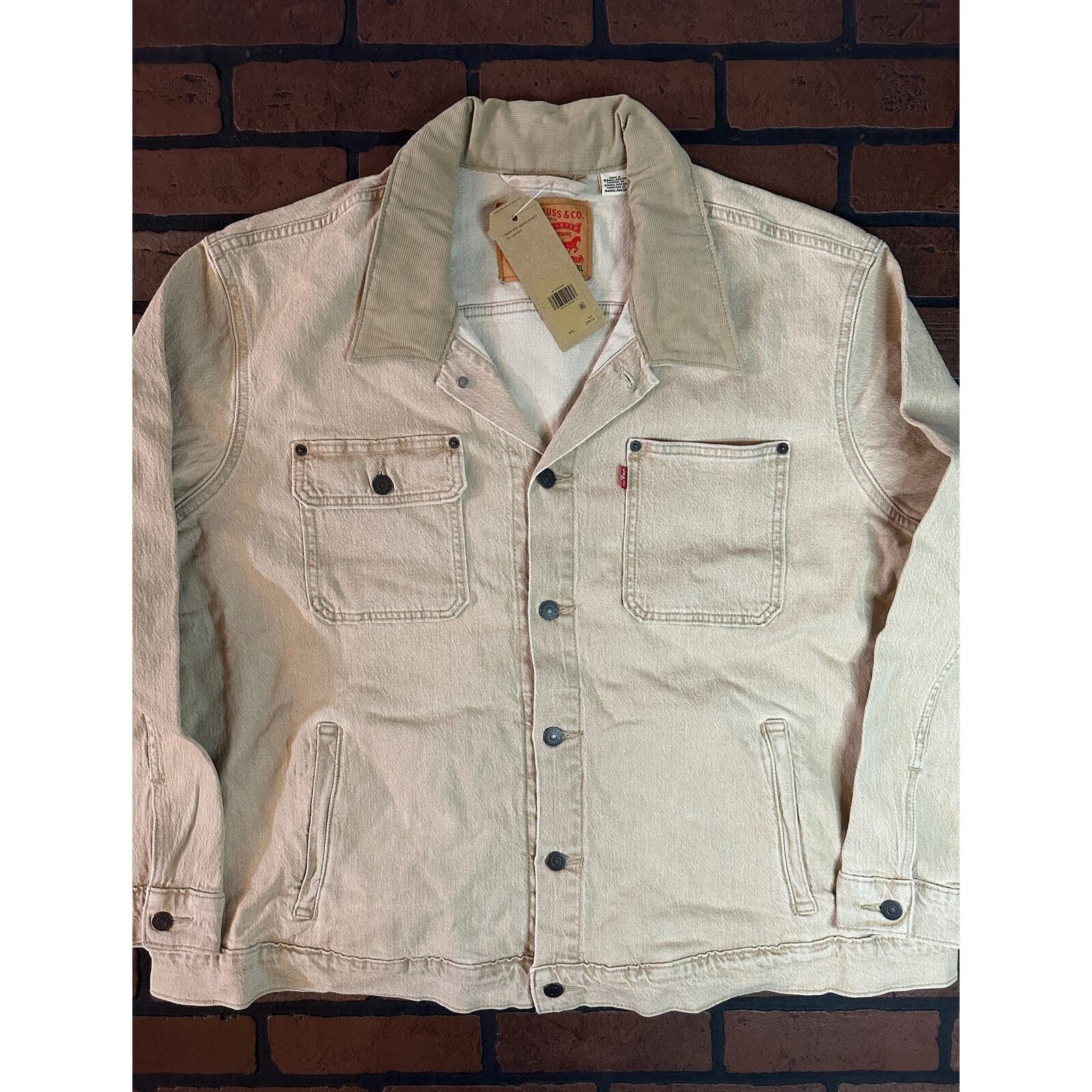 Levi's Beige Jeansjacke Mit Cord-Kragen