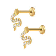 Snake Jewel Internal Threaded Flat Back Cartilage Earrings - £32.13 GBP