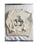 Vintage Western Cowboy Knit Sweater Cream Beige Horse Rider Graphic Men’... - $732.73 MXN