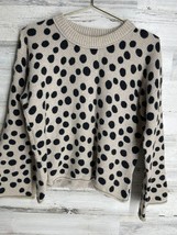 Madewell Sweater Womens XS Beige Animal Print Long Sleeve Crew Neck Pullover - £8.34 GBP