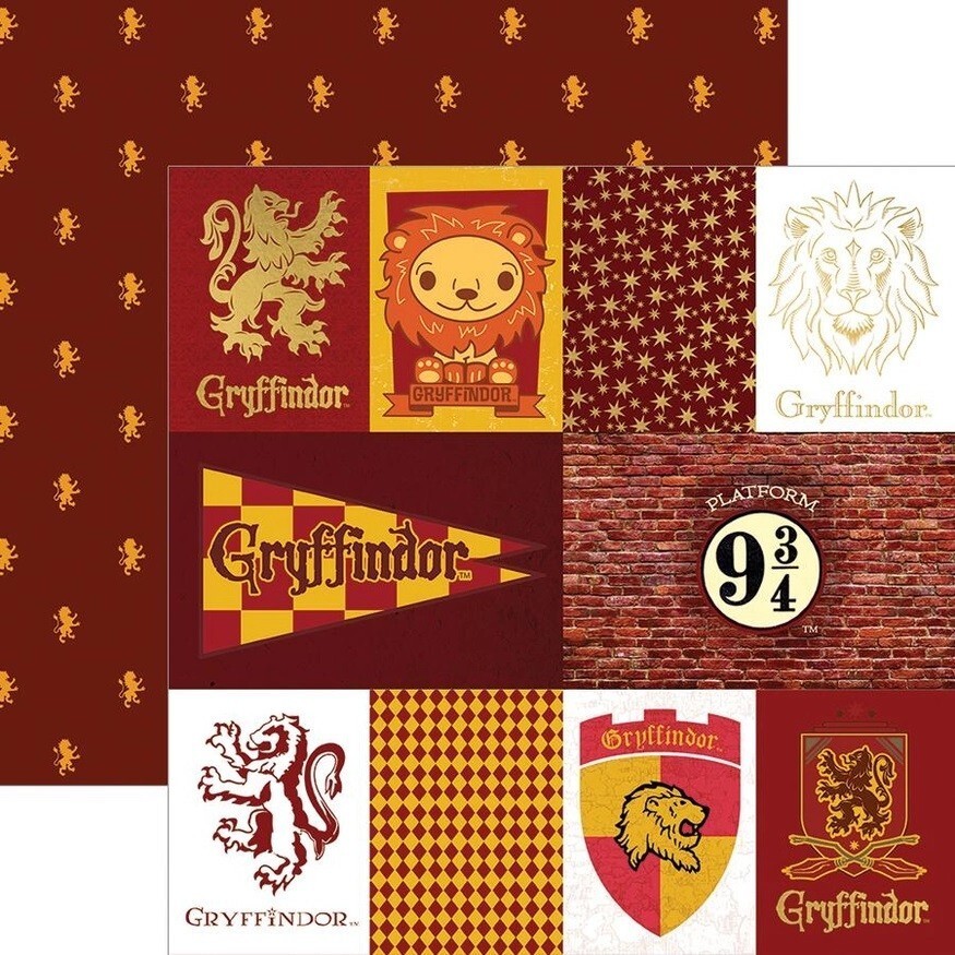 Harry Potter Gryffindor Tag Double Sided 12X12 Scrapbook Paper - Single ... - $1.73