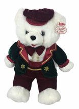 Vintage Snowflake Teddy 1998 White Bear 22&quot; Plush Christmas Hat TB Trading Co. - £9.43 GBP