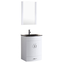 30&quot; Bathroom Vanity Cabinet with Glass Top and Mirror White by LessCare - £575.74 GBP