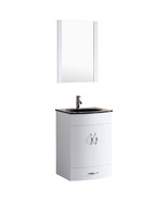30&quot; Bathroom Vanity Cabinet with Glass Top and Mirror White by LessCare - £575.74 GBP