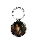 Three cats on a chair painting Circle Keychain - $27.16 CAD
