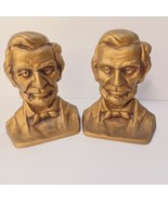 President Abraham Lincoln Portrait Brass Color Cast Iron Bookends Pair - €46,32 EUR