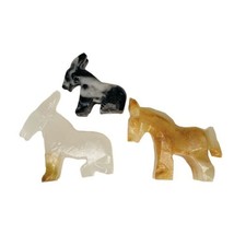 3 Onyx Miniature Animals Horse Donkeys Black Gold Cream 2”-2.5” Long Curio Shelf - £13.37 GBP