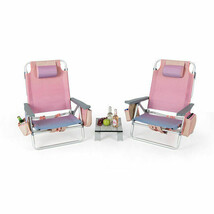 2 Packs 5-Position Outdoor Folding Backpack Beach Table Chair Reclining ... - $182.99