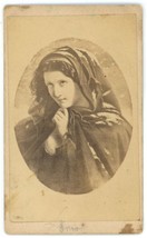 Antique CDV Circa 1870&#39;S Beautiful Rare Drawing Titled &quot;Snow&quot; by Ed Gust May - £12.41 GBP