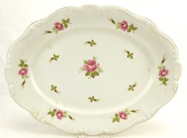 15&quot; Meat Serving Platter, Johann Haviland Pattern JOH172, Pink Roses, Go... - £23.08 GBP