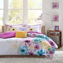 C&amp;U 5 Piece Girls Pink Blue Yellow Floral Pattern Comforter Full Queen S... - $86.12