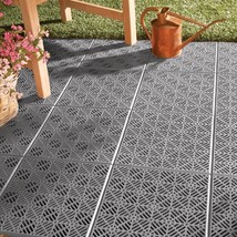 10 Pc. Interlocking Tiles Indoor Outdoor Path Mat Patio Walkway Pathway DIY GRAY - £27.96 GBP