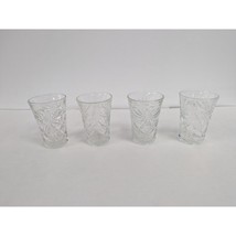 Vintage Anchor Hocking Prescut Set of 4 Tall Juice Cups Star of David - £15.61 GBP