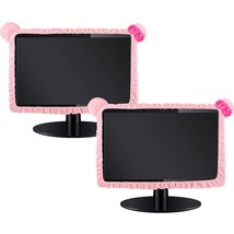 2 Pcs Computer Monitor Cover With Cat Ear Furry Elastic Monitor Dust Cover Pink  - £23.96 GBP