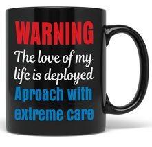 PixiDoodle Husband Wife Spouse Military Deployment Support Coffee Mug (11 oz, Bl - £20.77 GBP+