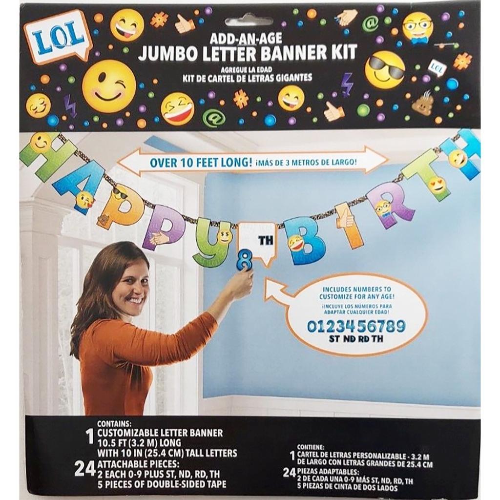 Emoji Jointed Letter Banner Kit Happy Birthday Party Decorations Add-An-... - $7.95