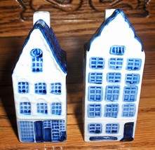 Blue Delft Hand Painted Dutch Canal House Salt &amp; Pepper Shaker Set - £11.71 GBP