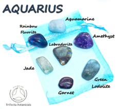 AQUARIUS ~ Mini Zodiac Healing Crystals ~ Pocket Stone Set ~ Astrology Gift - £11.39 GBP