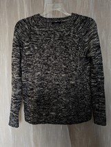 Lands End Marled Drifter Sweater White Black Ribbed Weave Chunky Womens ... - £31.51 GBP