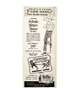 1950 Ruffies Cowboy Western Denim Jeans Advertisement Oklahoma Clothing F7D - €21,44 EUR