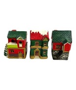 Vintage Lot 3 Ceramic Christmas Cottage Village Ornament Decoration 3”x1... - £22.05 GBP