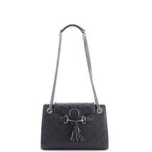 Gucci Emily Chain Flap Shoulder Bag Guccissima Leather Small Black - £1,806.54 GBP