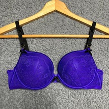 Victoria Secret Very Sexy Padded Demi Push Up Bra Purple Lace Mesh Underwire 32C - £17.88 GBP