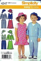 Simplicity Sewing Pattern 4247 Jumper Pants Jacket Vest Hats Toddler Size 1/2-4 - £7.13 GBP