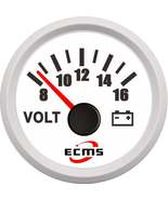 Marine Boat Battery Electrical Car Truck Voltmeter Gauge 8-16V 52mm 2” 316L - $27.22 CAD