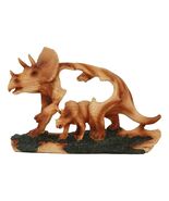 Jurassic Dinosaur 3 Horns Triceratops Father and Baby Faux Wood Cutout F... - $654.93 MXN