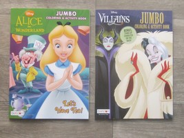 Lot of 2 Disney Jumbo Color &amp; Activity Bks Alice In Wonderland &amp; Villains NEW! - £10.11 GBP