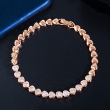 12Ct Bezel Set Simulated Diamond Heart 7&quot; Tennis Bracelet in 14K Rose Gold Over - £191.30 GBP