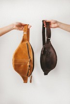Leather Bum Bag,  Banana Bag, Handmade Fanny Pack, Personalise Fanny Pack for Wo - £75.14 GBP