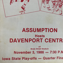 Assumption Football 1986 Magazine Davenport Central Iowa State Play-offs - $15.95