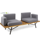 Home Baish Outdoor Acacia Wood 2 Seater Sofa, Teak Finish/Dark Gray - €569,13 EUR