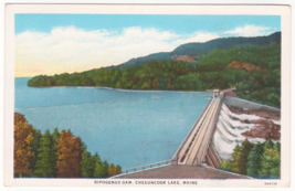 Vtg Postcard-Ripogenus Dam, Chesuncook Lake, Maine-Landscape-WB~ME1 - £3.69 GBP