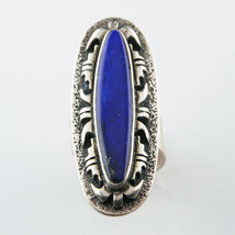 Beautiful Signed Adjustable Silver Lapis Lazuli Ring - £127.43 GBP
