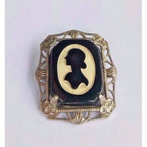 Art Nouveau Carved Bakelite Silhouette Pin. Sky - $36.49