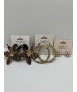 LOT of Coco Beau Accessories, 3 Earrings Large Flower, Gold Hoops, Pearl... - $367.32 MXN