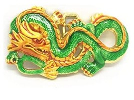 Gold Green Dragon Belt Buckle Metal BU112 - £7.79 GBP